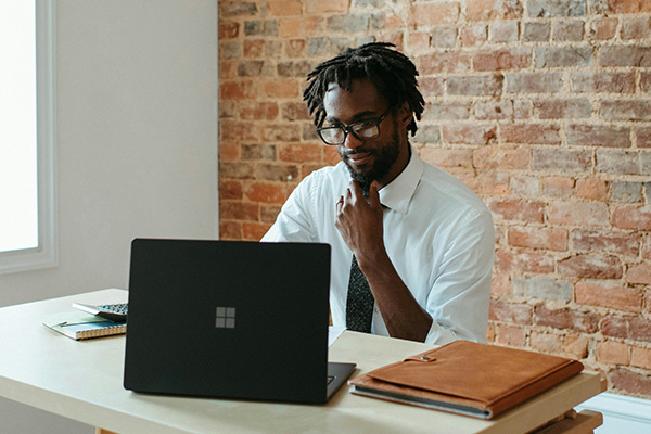 Man working on a laptop
